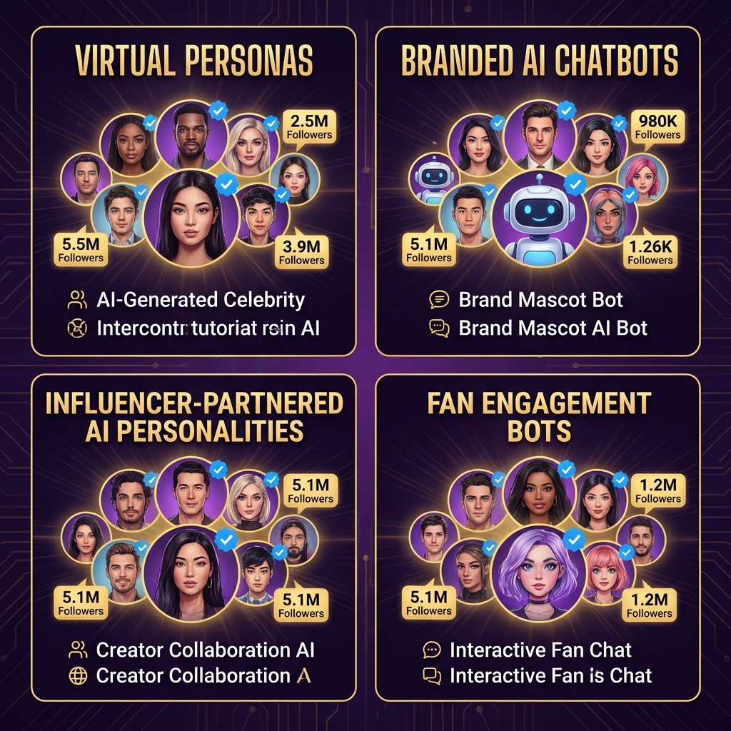 Celebrity and influencer AI companion examples virtual personas branded chatbots